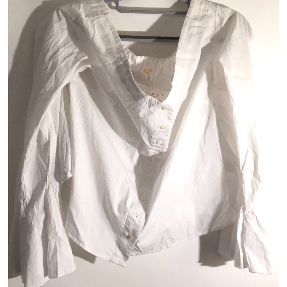 FREE PEOPLE March To The Beat Women’s Size Medium White Off -The Shoulder Top